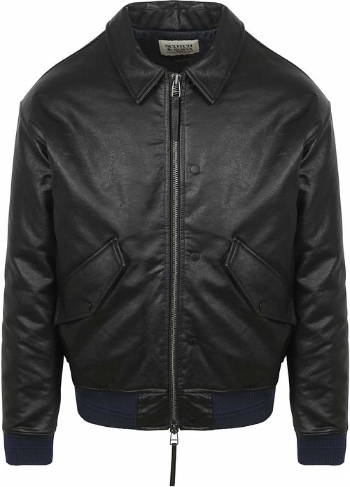 Scotch and Soda Faux Leather Bomberjack Noir Product