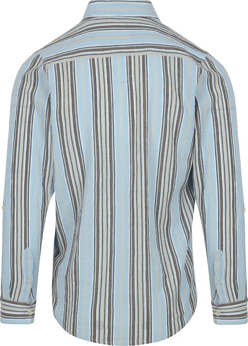 Scotch and Soda Hemd Crinkled Stripe Lichtblauw Product / Achterkant