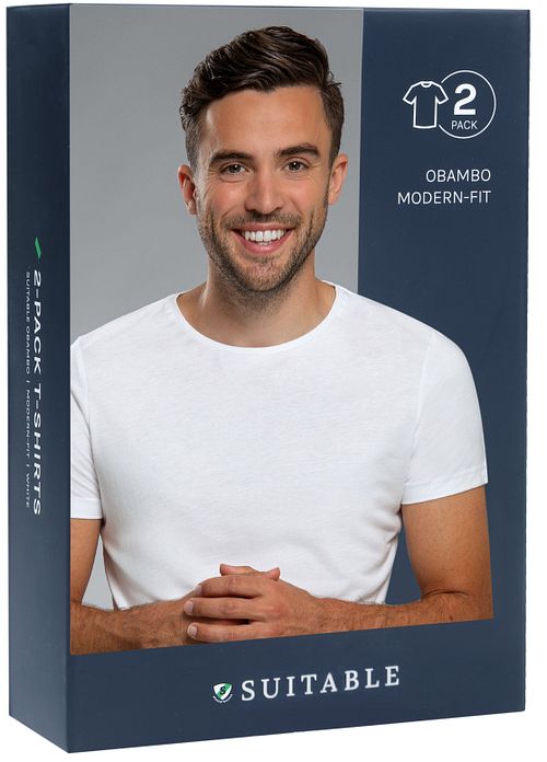 Suitable Obambo T-Shirt Ronde Hals Wit 2-Pack Verpakking