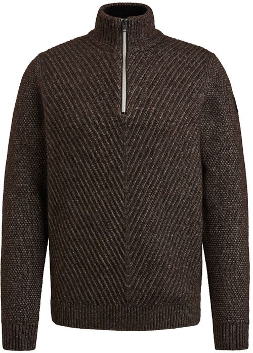 Wełniany sweter Vanguard z półzamkiem, brązowy Product
