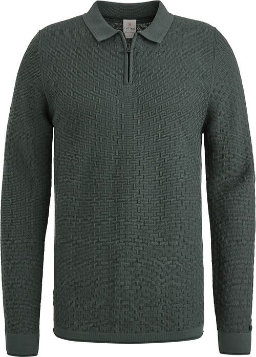 Cast Iron Long Sleeve Half Zip Poloshirt Struktur Grün Product