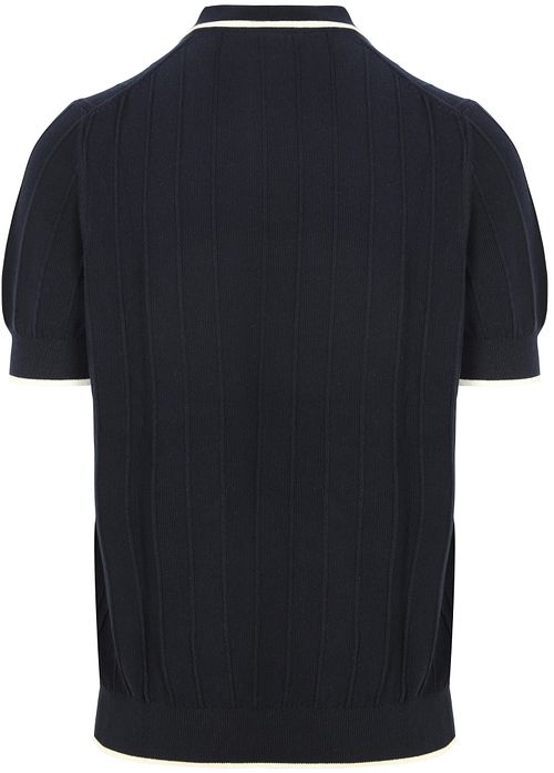 Lyle & Scott Strikket Poloskjorte med kontrastkant Mørk Navy Product / Achterkant