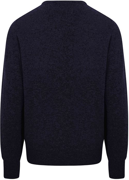 William Lockie Sweter z jagnięcej wełny z okrągłym dekoltem Midnight Mix Navy Product / Achterkant