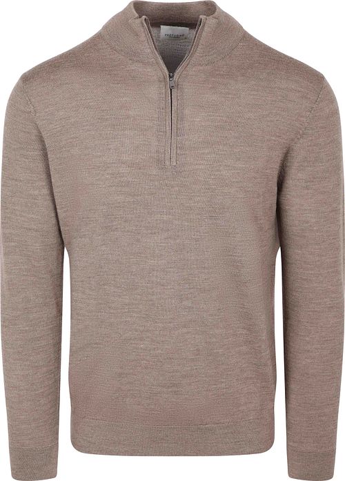 Profuomo Half Zip Pullover Merino Wool Brown