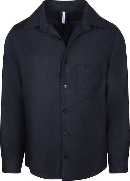 Profuomo Hemdjacke Wolle Mouliné Marine
