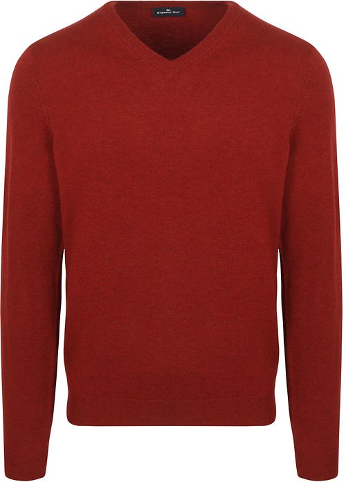 Steppin' Out sweter z dekoltem w serek z wełny merynosów, czerwony Product