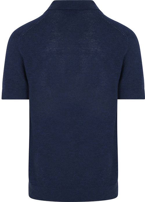 Suitable Polo Shirt Riva Bean Linen Cotton Navy