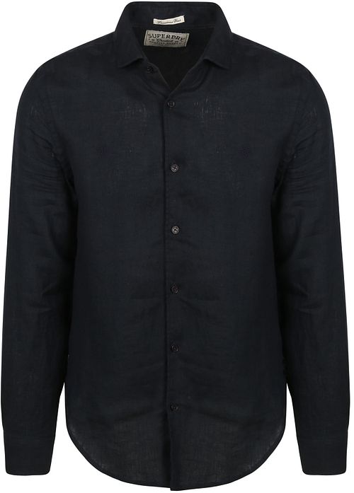 Superdry-skjorte Riviera Linen Classic Eclipse Marineblå Product