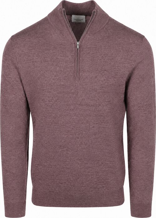 Profuomo Half Zip Pullover Merinowol Aubergine