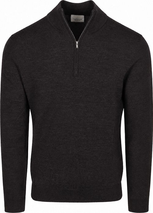 Profuomo Pullover Half Zip Laine Merino Marron Foncé