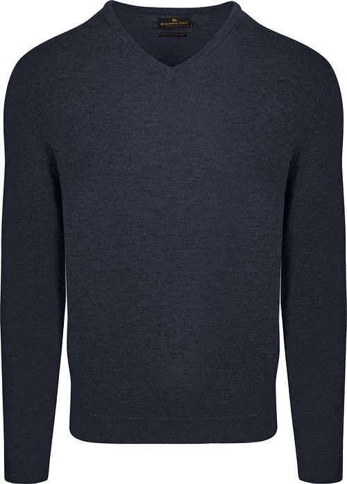 Steppin' Out jersey de merino con cuello de pico en azul marino Product