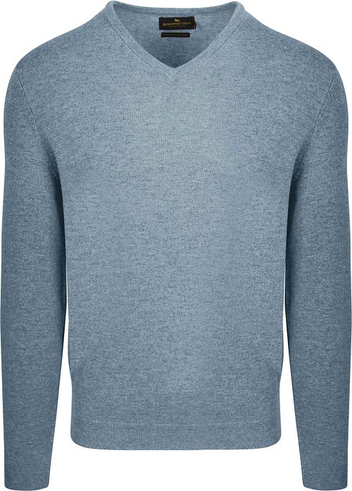 Steppin' Out sweter z dekoltem V z wełny merynosów, sky blue Product