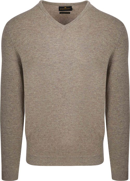 Steppin' Out sweter z dekoltem w serek z wełny merino jasnobrązowy Product