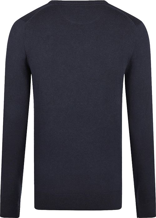 Sweter McGregor z domieszką wełny merino, dekolt V, granatowy Product / Achterkant