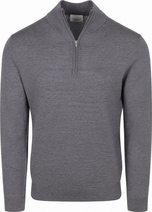 Profuomo Half Zip Pullover Merino Wool Grey