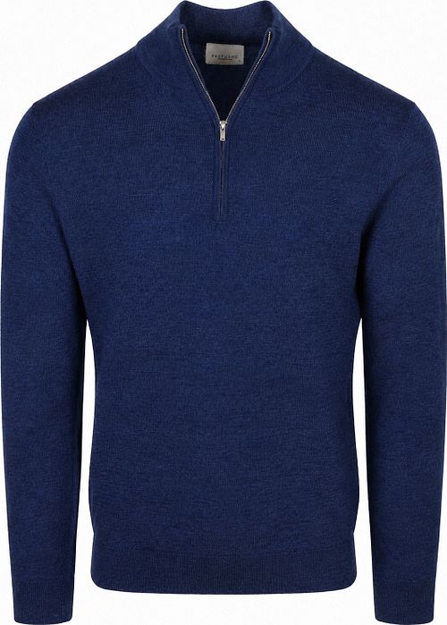 Profuomo Half Zip Pullover Merino Wool Royal Blue