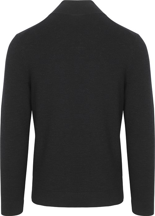 Profuomo Half Zip Pullover Struktur Marineblå Product / Achterkant