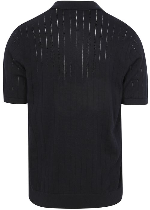 Profuomo Knitted Half Zip Polo Dropneedle Marine Product / Achterkant