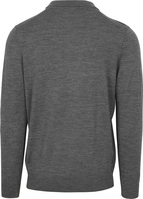 Profuomo Longsleeve Polo Laine Merino Gris Product / Achterkant