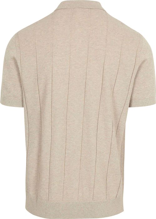 Profuomo Polo Shirt Drop Needle Structure Beige Product / Achterkant