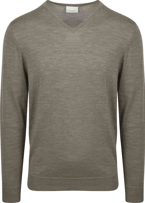 Profuomo Pullover V-Neck Merinowolle Grün Product