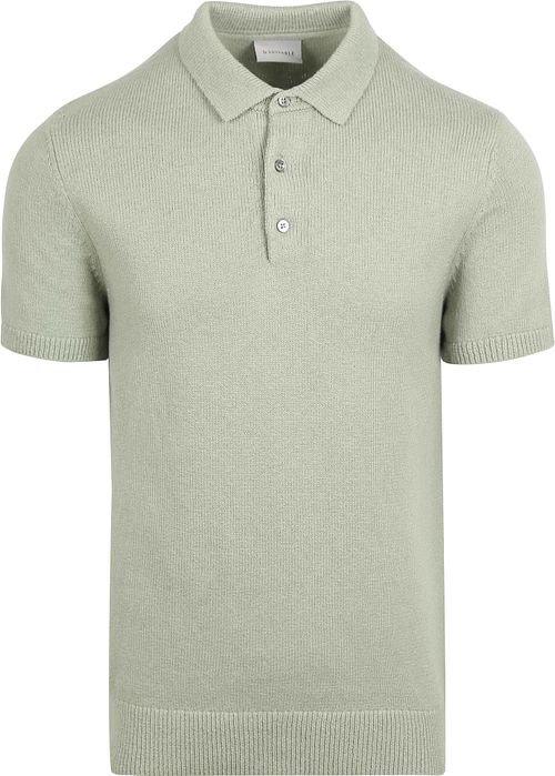 Suitable Heavy Knitted Polo Raw Lichtgroen Product