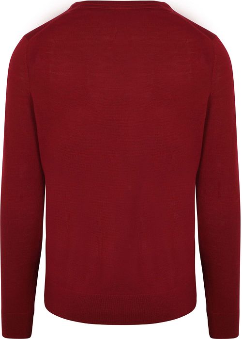 Sweter Suitable z wełny merino, dekolt w serek, bordowy Product / Achterkant