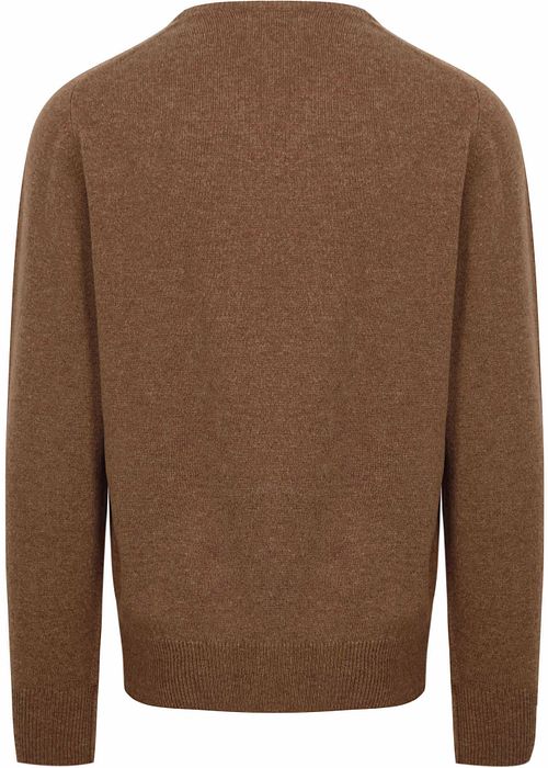 William Lockie V-Ausschnitt Pullover Lammwolle Driftwood Product / Achterkant