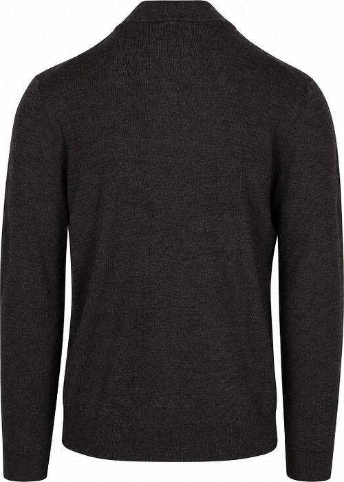 Profuomo Half Zip Pullover Merino Wool Dark Brown
