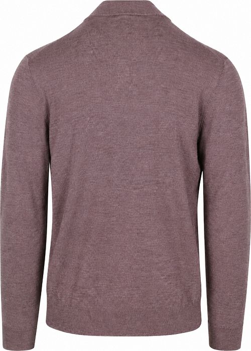 Profuomo Half Zip Pullover Merino Wool Aubergine