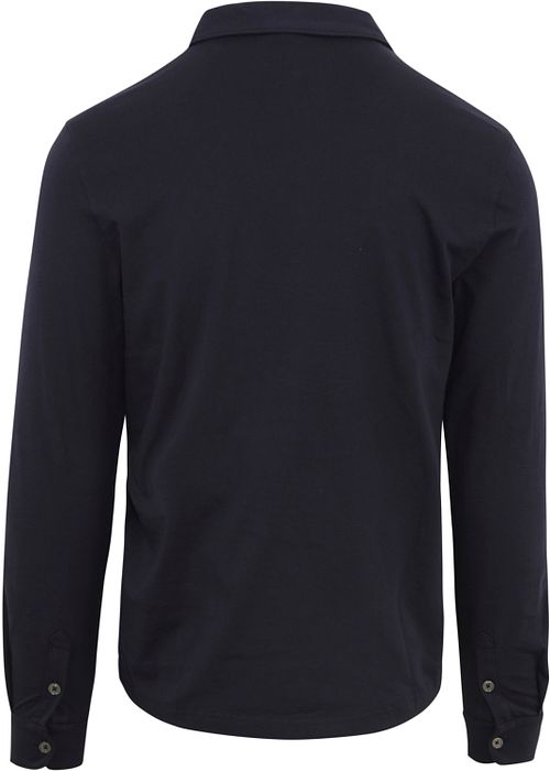 Profuomo Långärmad Piké Marin Melange Product / Achterkant