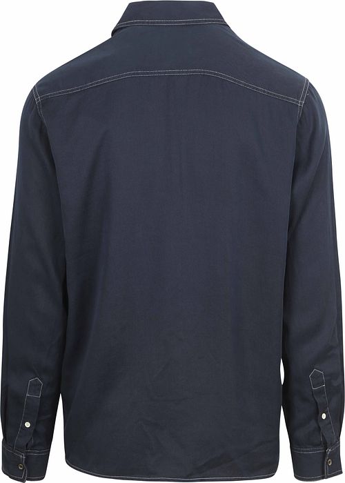 Scotch and Soda Skjorte Solid Tencel Navy Product / Achterkant