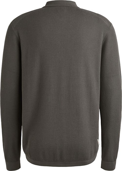 Cast Iron Longsleeve Half-Zip Polo Shirt Structure Anthracite