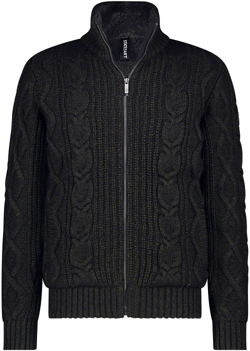 Gilet State of Art in lana mix con intreccio heavy cable verde scuro Product