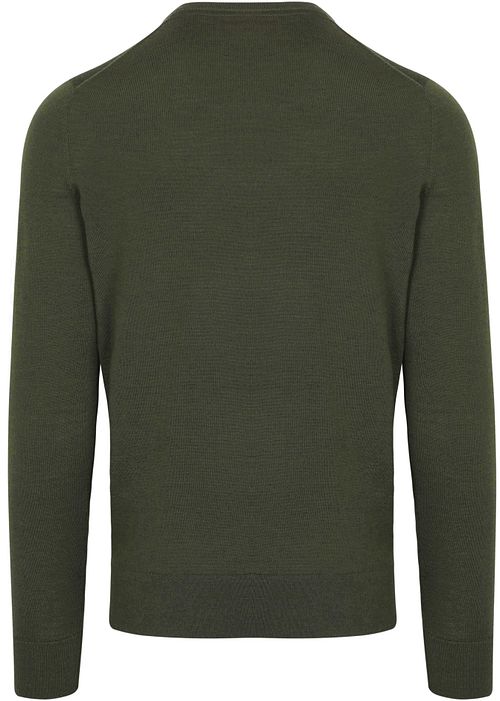 Sweter Suitable z wełny merynosów w kolorze militarnej zieleni Product / Achterkant