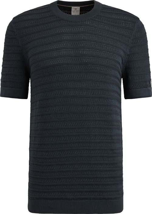 Cast Iron Strikket Jacquard T-shirt Navy Product