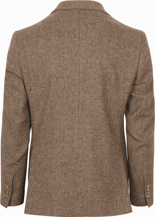 Marynarka Suitable Herringbone z wełny merynosów w kolorze jasnobrązowym Product / Achterkant