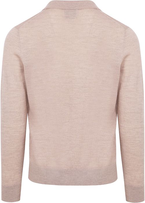 King Essentials The Robert Long Sleeve Polo Shirt Merino Beige Product / Achterkant