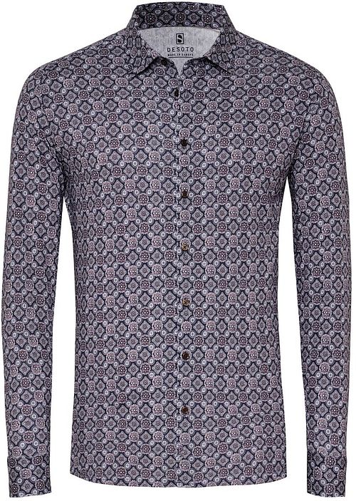 Desoto Overhemd Timeless Elegance Print Donkerblauw Product