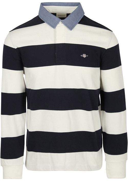 Gant Heavy Rugger Shield Polo Randig Marinblå Vit Product