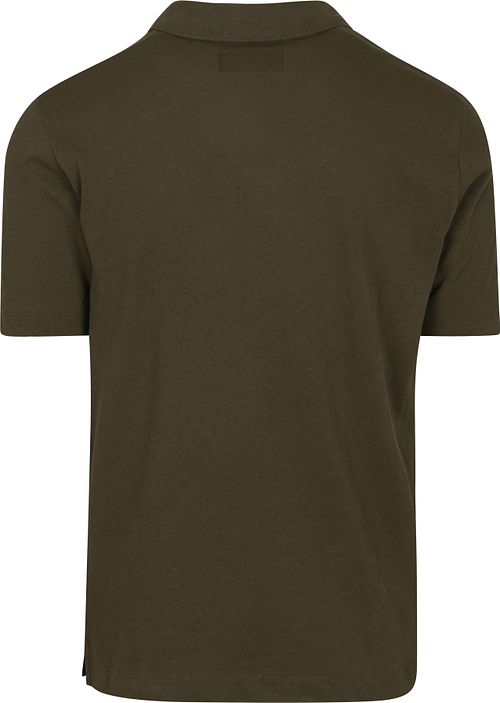 Marc O'Polo Poloskjorte Riva Linen Blend Oliven Grønn Product / Achterkant