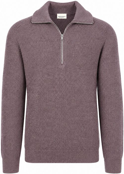 Profuomo Half Zip Pullover Wool Light Aubergine