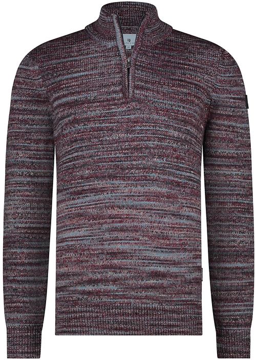 State Of Art sweter melange z zamkiem 1/2 w kolorze bordowym Product