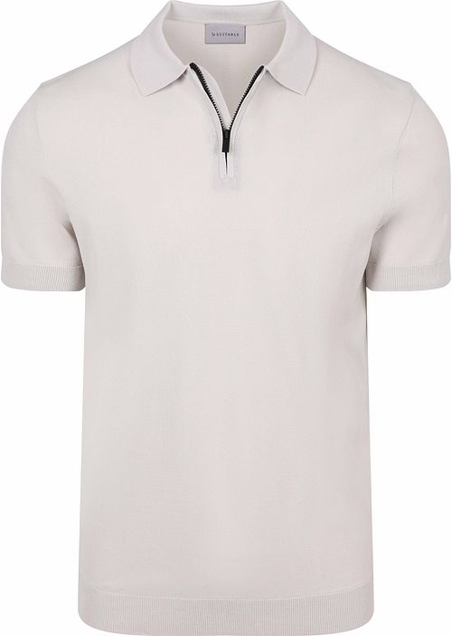 Suitable Strikket Halv Lynlås Polo Dan Ecru Product