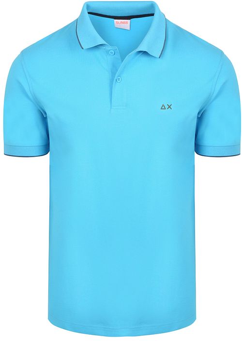 Sun68 Polo Petites Rayures Collar Bleu Clair Product