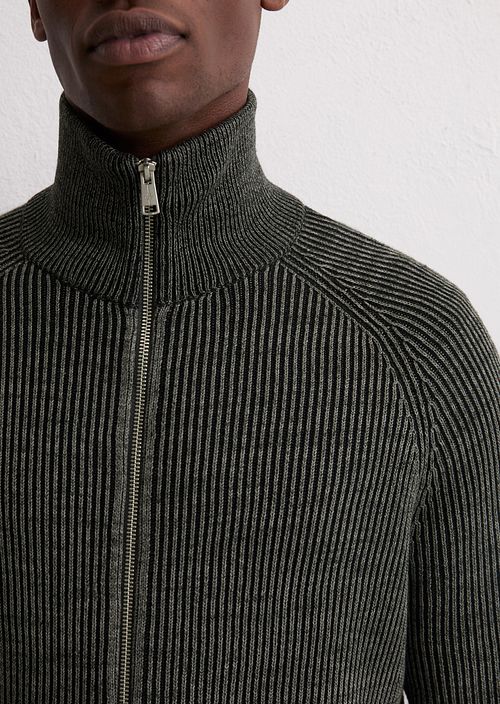 Marc O'Polo Strickjacke Rib Wool Mix Grau Model / Voorkant