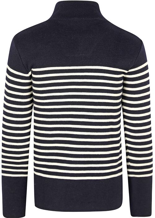 Armor-Lux Camionneur Half Zip Sweater Wool Stripes Navy Product / Achterkant