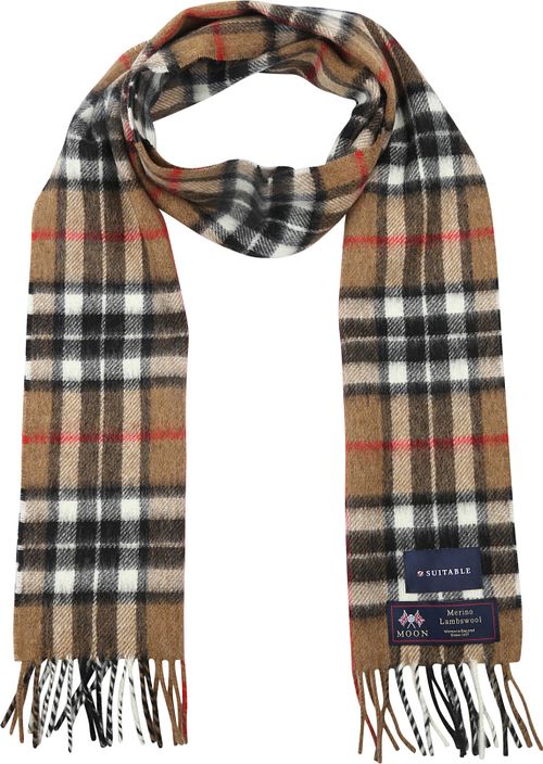 Bufanda de cuadros Suitable de lana merina beige Product