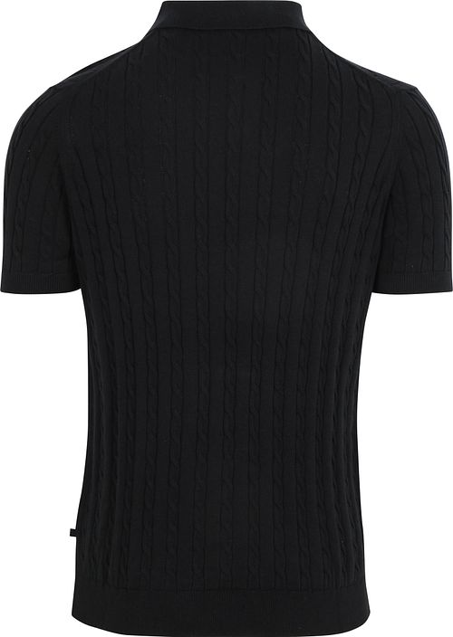 Koszulka polo Suitable Respect Knit Cable w kolorze granatowym Product / Achterkant
