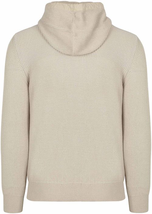 Marc O'Polo Hooded Half Zip Genser Structured Bi-Colour Ecru Product / Achterkant